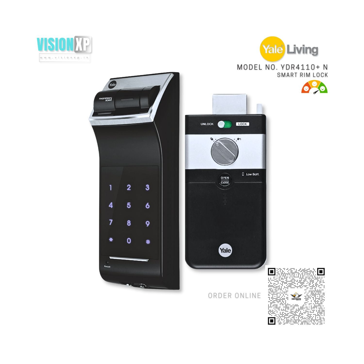 Yale YDR4110+ N Digital Finger Print Smart Rim Door Lock Yale YDR4110+ N Digital Finger Print Smart Rim Door Lock